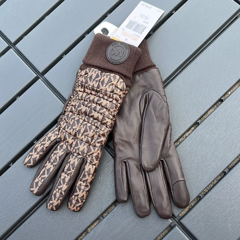 Michael Kors Women's Logo Leather Touch Tip Gloves